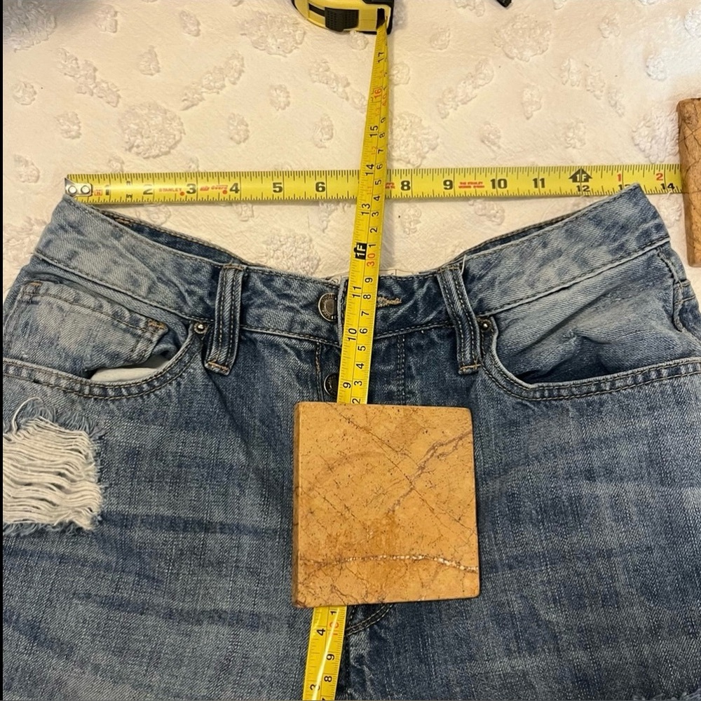 Angel Kiss High Waisted Distressed Button Fly Ripped Blue Jeans Sz 9 - Picture 6 of 6